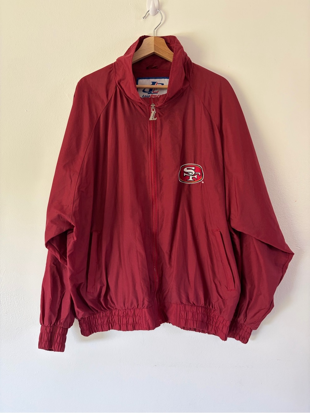 Logo Athletic Vintage San Francisco 49ers Red Full Zip Nylon Windbreaker Jacket